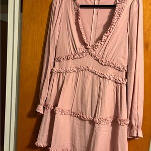 miami Pink Ruffle Neck Blouse